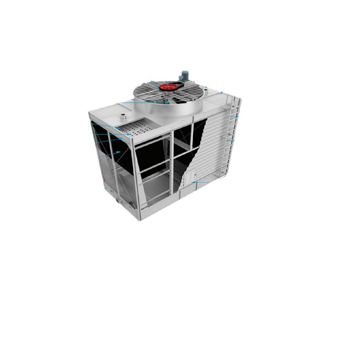 半钢型开式方形横流冷却塔空调系统循环水降温高效率低噪音低能耗 - 图3