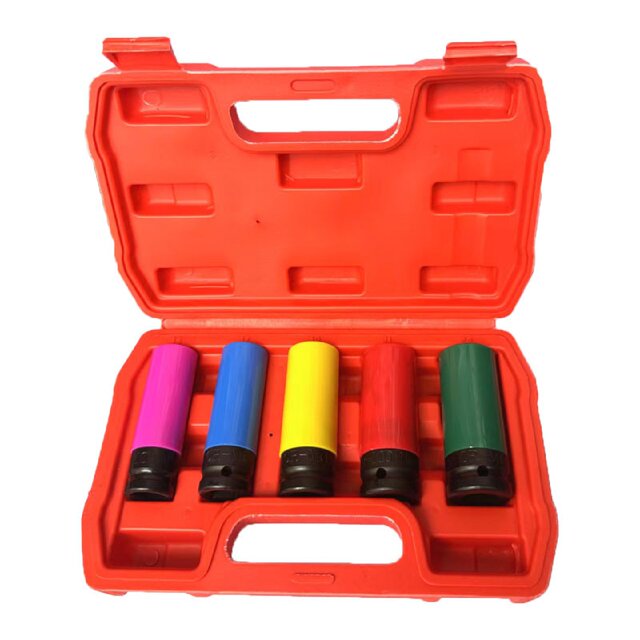 1/2 sleeve tool set pneumatic tire protection sleeve auto repair tool set color phosphating large five-piece set