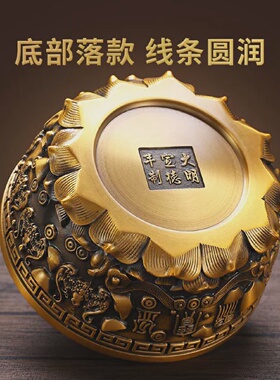 黄铜聚宝盆摆件客厅装饰水晶元宝大号招财进宝铜缸开业乔迁送礼品