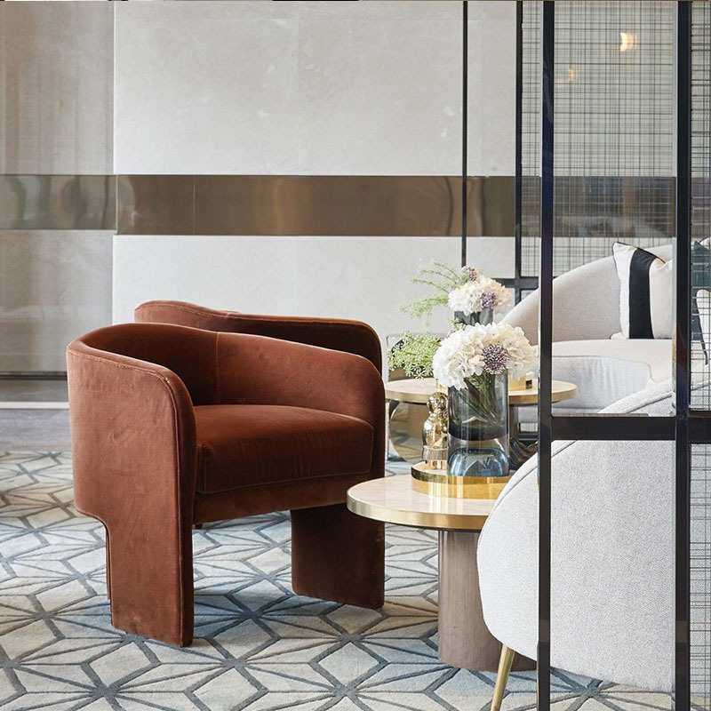 北欧轻奢布艺单人沙发椅设计师简约现代客厅酒店售楼处接待休闲椅,淘宝优惠券,粉丝福利购,淘宝优惠卷