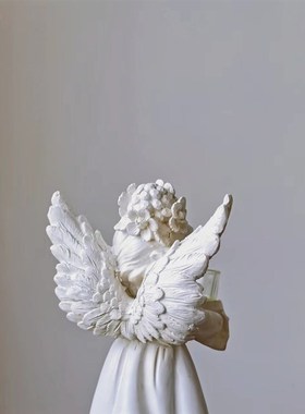 复古做旧翅膀天使手托烛台聚会餐厅客厅浪漫气氛装饰摆件