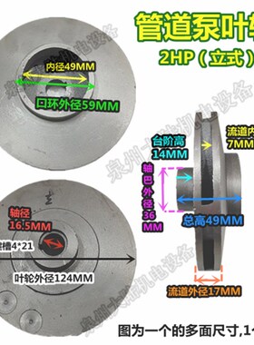 管道泵叶轮 ISG台湾海龙款管道泵叶轮2HP 2P立式1.5KW16.5-124-59