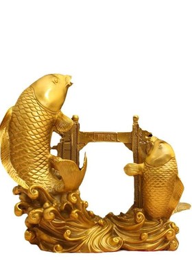 鱼跃龙门黄铜摆件鲤鱼家居客厅乔迁送礼装饰品办公室学子考生祝福