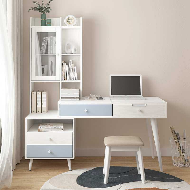 书桌一体桌组合台式电脑桌带妆台多功能书架旋转学习办公书桌,淘宝优惠券,粉丝福利购,淘宝优惠卷