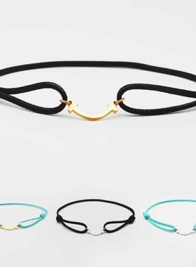 孙颖莎同款手链百搭红绳黑色手绳百搭金色微笑脸轻奢幸运可调手链