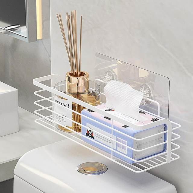 Japanese-style white high-end bathroom rack thickened stainless steel hole-free wall-mounted sink mirror storage rack