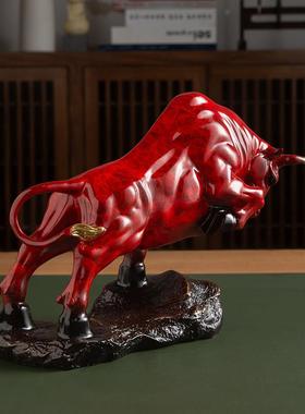 铜牛摆件工艺品华尔街股市牛气冲天玄关办公桌高端装饰品开 业礼