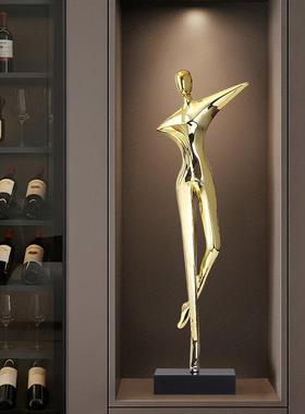 意式极简艺术人物雕塑竖高摆件客厅玄关壁龛轻奢细长高级感工艺礼