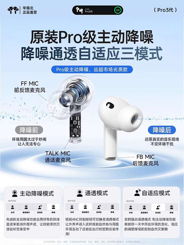 【华强北八代Pro3】支持心率2026蓝牙耳机ANC主动降噪高音质全入,淘宝优惠券,粉丝福利购,淘宝优惠卷