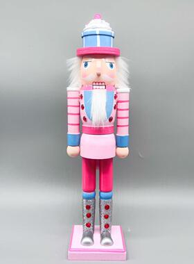 欧式胡桃夹子木偶兵粉色38CM电视柜客厅摆件家居装饰品女孩礼物蛋