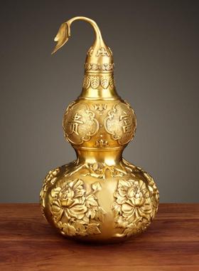 铜葫芦摆件全铜百福葫芦平安如意开口葫芦客厅装饰品乔迁新居礼品