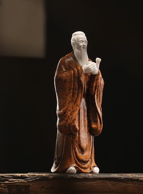 孔明诸葛亮雕像陶瓷摆件历史人物家居装饰紫砂工艺礼品博古架摆设