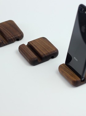 手机支架黑胡桃实木手机支架桌面简约通用懒人手机支架
