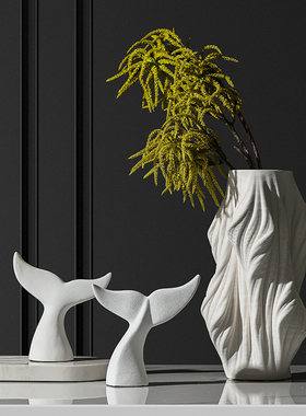 黑白陶瓷人物雕塑艺术轻奢摆件软装样板间家客厅玄关书房桌面装饰