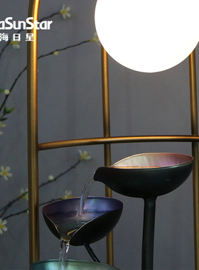 创意新中式招财流水 客厅沙发边电视柜旁落地 家庭装饰品家居摆件