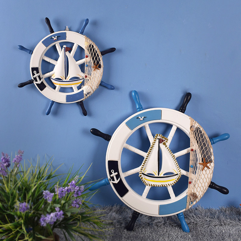 地中海风格木质船舵方向盘装饰挂件创意家居卧室儿童房背景墙壁挂,淘宝优惠券,粉丝福利购,淘宝优惠卷