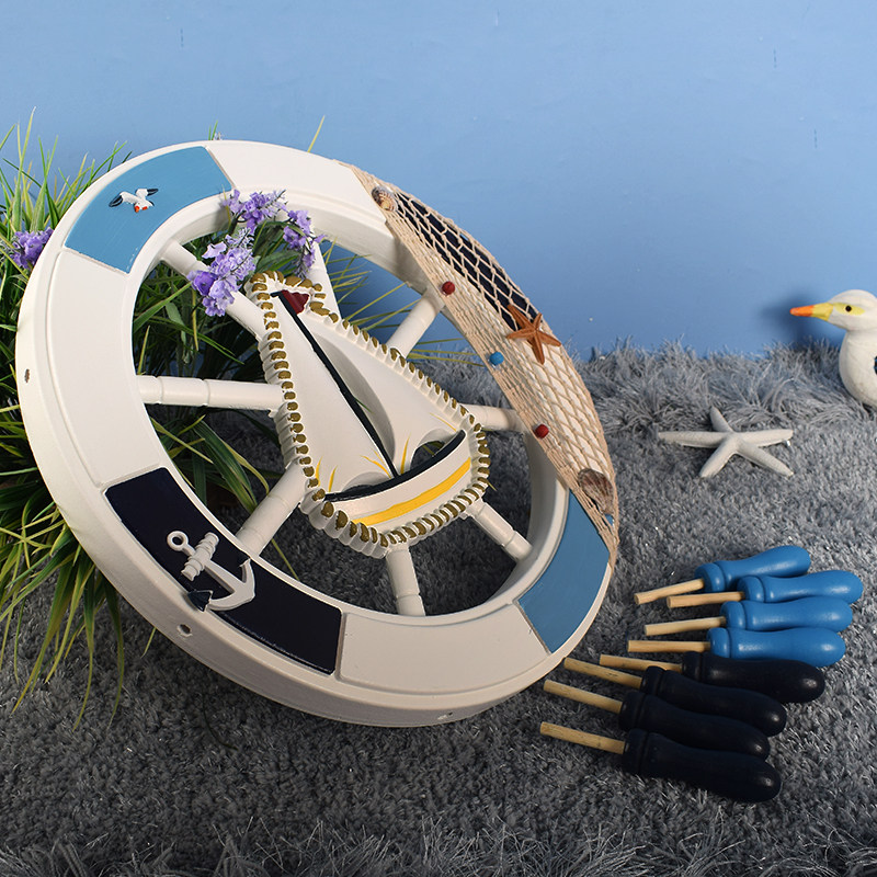 地中海风格木质船舵方向盘装饰挂件创意家居卧室儿童房背景墙壁挂,淘宝优惠券,粉丝福利购,淘宝优惠卷