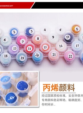 数字油画地中风景填色油彩画客厅手绘饰画蓝色爱情