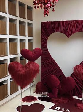 大红色情人节爱心摆件网红节日装饰置景美陈店铺商场打卡点背景墙