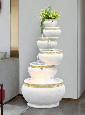 现代简约客厅流水喷泉水景观摆件生财办公室欧式轻奢家居装饰礼品