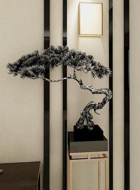 铁艺迎客松摆件新中式金属酒店房地产创意落地装饰工艺品艺术摆设
