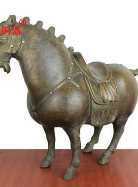 宇卓铜器纯铜唐马黄铜唐马铜马家居装饰办公室工艺品摆件