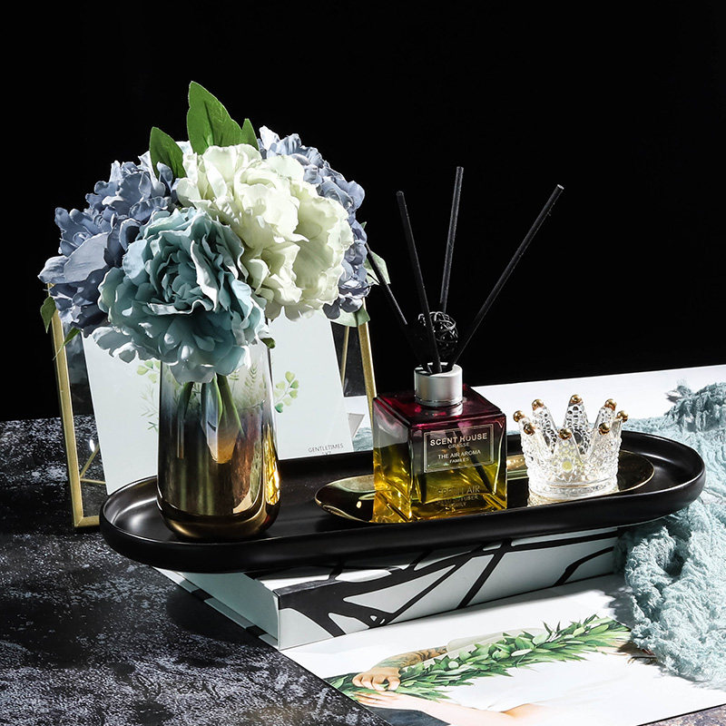 流嫣LIUYAN 样板房卧室浴室卫生间摆件软装无火香薰黑色托盘套装,淘宝优惠券,粉丝福利购,淘宝优惠卷