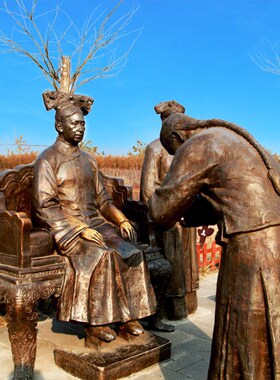 玻璃钢仿铜古代请安问礼人物雕塑铸铜大型公园景观艺术品装饰摆件