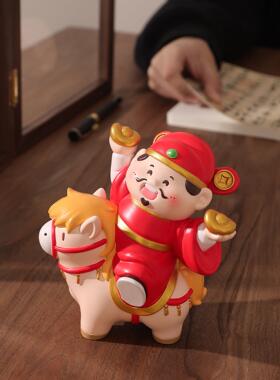 206GC7089本命年马发财桌面摆件办2室工位财神爷招财上装饰品新年