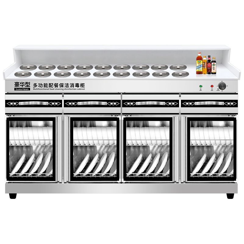 Double-layer hot pot condiment table disinfection cabinet hot pot restaurant Malatang barbecue shop commercial multi-functional self-service small food table