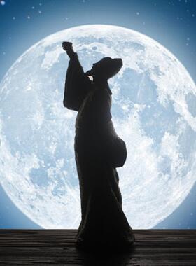 创意古代人物李白雕像娃娃中国风格客厅格纹柜书房家居装饰工艺饰