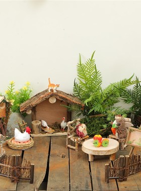 森系木墩小凳子摆设微景观娃屋迷你展示架幼儿园植物角装饰木头椅