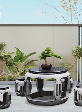 仿古做旧石桌f石凳天然青石镂空中式石桌家用庭院花园茶台象棋桌