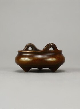 精品《小冲耳乳炉》 仿古 纯铜线香炉 大明S宣德炉 纯铜琴炉