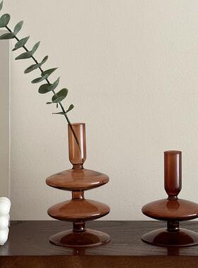 轻奢高档客厅装饰摆件玻璃花瓶复古创意入户门摆设桌面房间花器