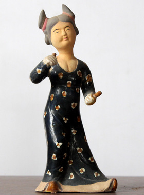 高超仿古唐三彩女乐俑仕女俑陶瓷摆件胖妮肥婆做旧陶俑古玩收藏品