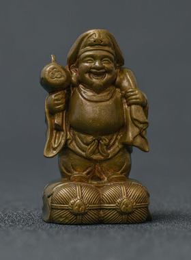 简修行大黑天神像菩萨大黑天财神像摆件纯黄铜像办公茶空间装饰品