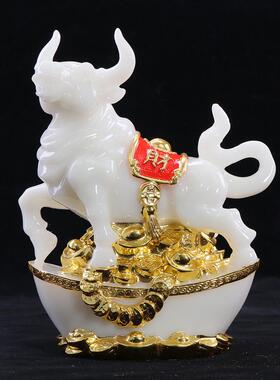 慈缘阁汉白玉贴金十二生肖摆件龙鼠牛虎兔马羊猴鸡狗猪蛇年吉祥物