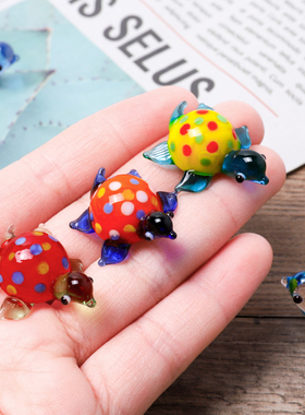 玻璃工艺品摆件护身家居装饰品水族箱鱼缸装饰品田园彩色长寿乌龟