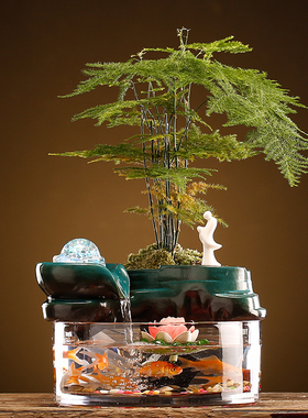 流水摆件水车循环水客厅生财创意招财家居水景办公室桌面开业礼品