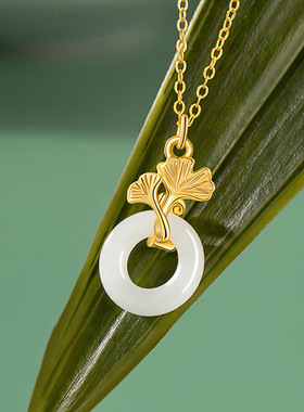 和田玉平安扣项链女生S925