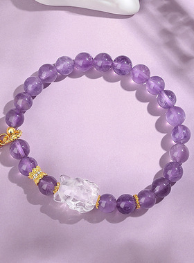 紫水晶手链女纯银小众九尾狐手串