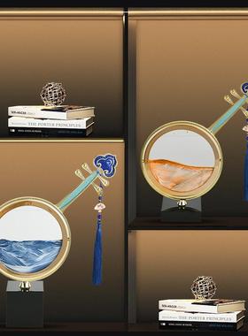 新中式琵琶流沙画电视柜酒柜摆件装饰品沙漏解压乔迁新居创意礼物