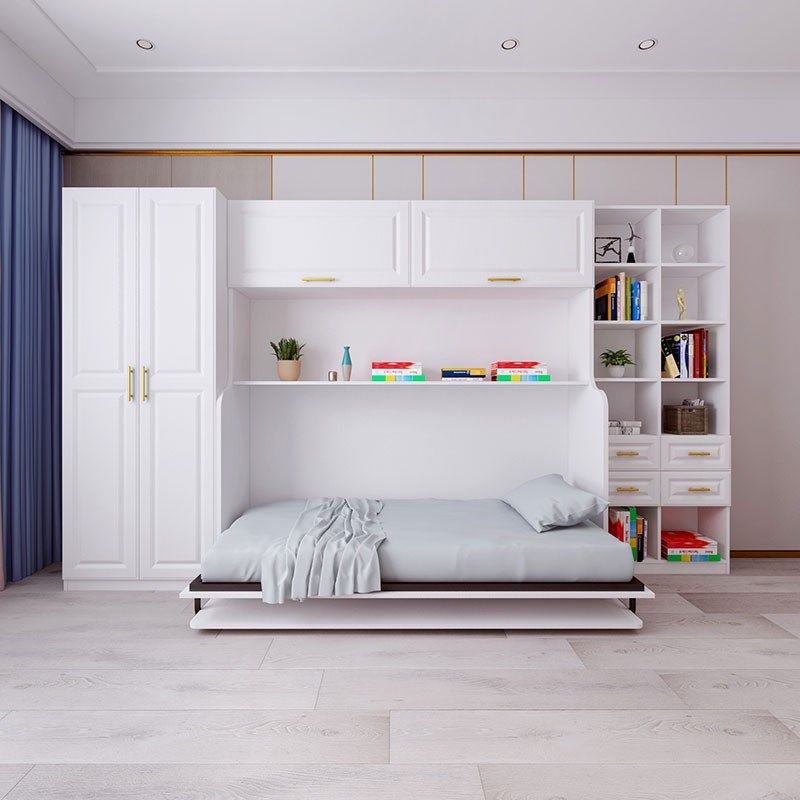 现代简约多功能书桌书柜一体床隐形床顶柜衣柜小户型者叠床可定制,淘宝优惠券,粉丝福利购,淘宝优惠卷
