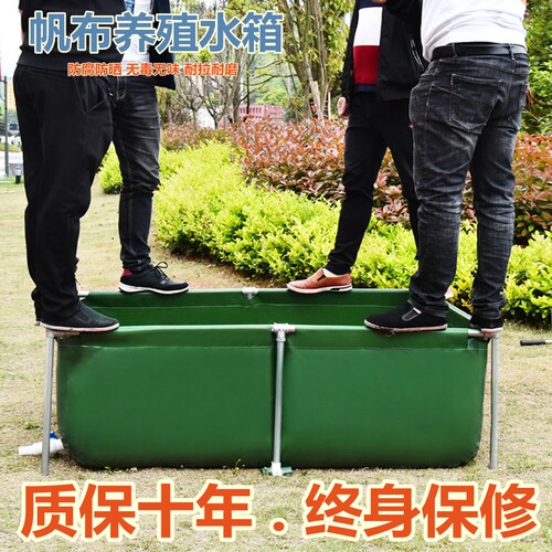 帆布鱼池防水布养鱼养殖加厚带支架锦鲤大型简易蓄水池鱼池袋 - 图1