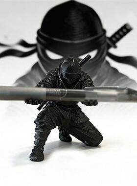 黑武士笔架侠客3d打印手办黑色忍者拿笔小弟桌摆托笔武士大侠人物