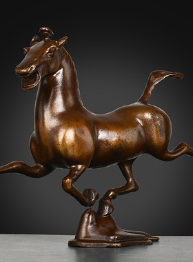 速发铜马摆件纯铜马踏飞燕马到成功铜奔马客厅玄关桌面装饰仿古生