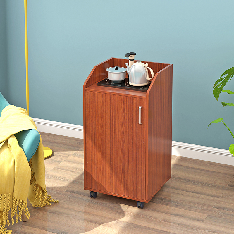 简易矮柜客厅茶水柜带轮墙边角柜放水桶小柜子夹缝茶桌板式餐边柜 - 图1