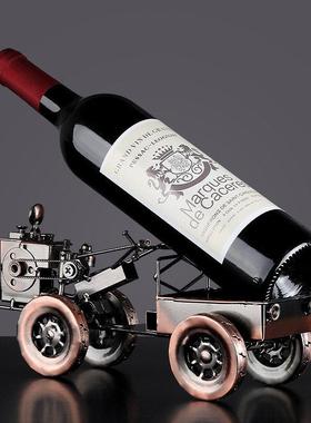 复古怀旧铁艺车红酒架摆件欧式创意家居电视柜酒柜桌面装饰品摆设