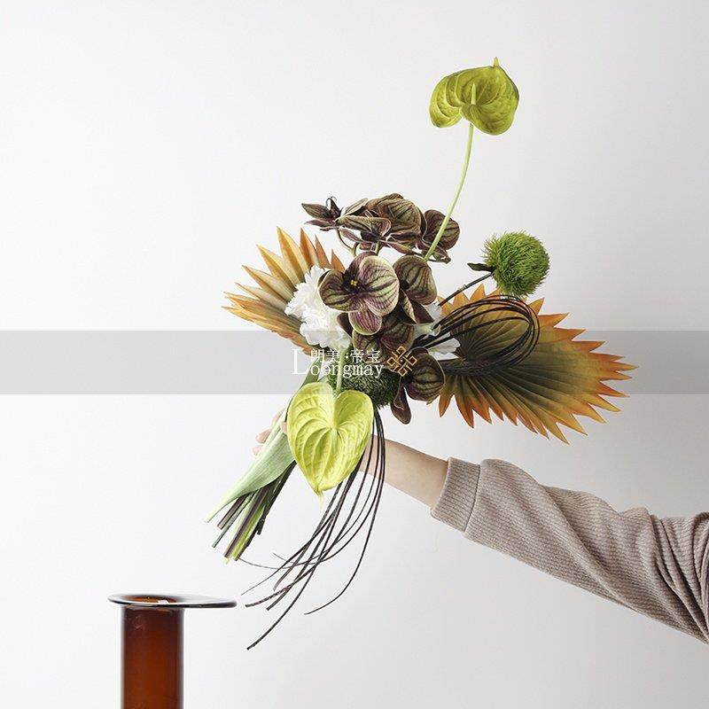 现LMQM-136代简约玻璃花样板间花艺客厅关餐桌玄咖筒色直瓶花器插,淘宝优惠券,粉丝福利购,淘宝优惠卷